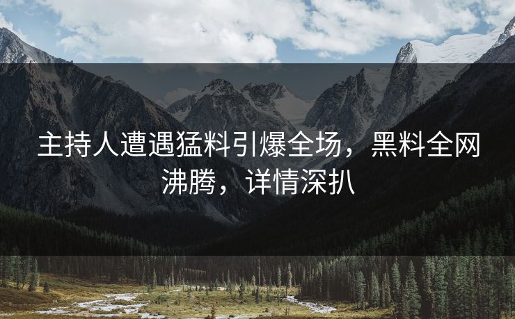 主持人遭遇猛料引爆全场，黑料全网沸腾，详情深扒  第1张
