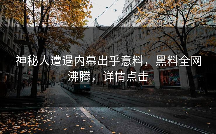 神秘人遭遇内幕出乎意料，黑料全网沸腾，详情点击