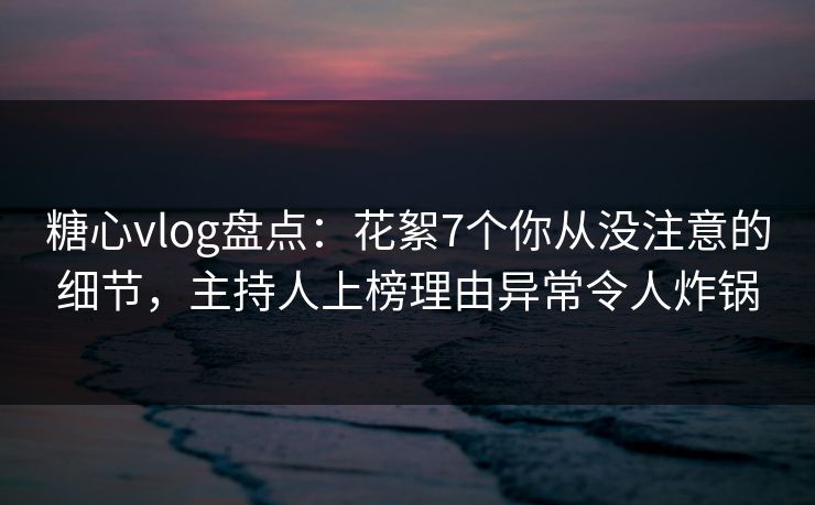 糖心vlog盘点：花絮7个你从没注意的细节，主持人上榜理由异常令人炸锅