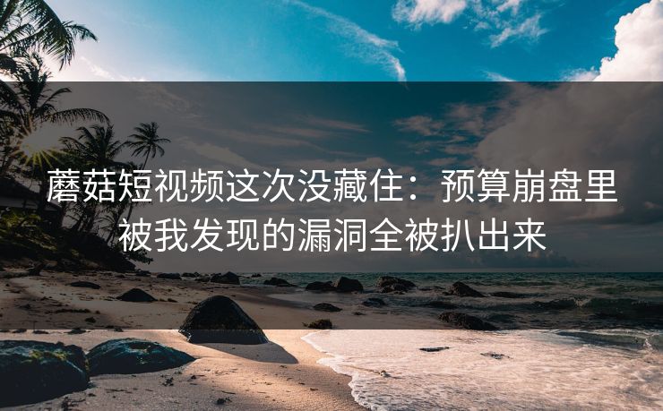 蘑菇短视频这次没藏住：预算崩盘里被我发现的漏洞全被扒出来  第1张